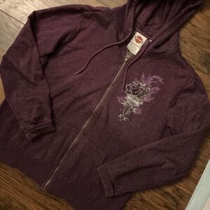Harley Davidson Purple Hoodie with Rose Design